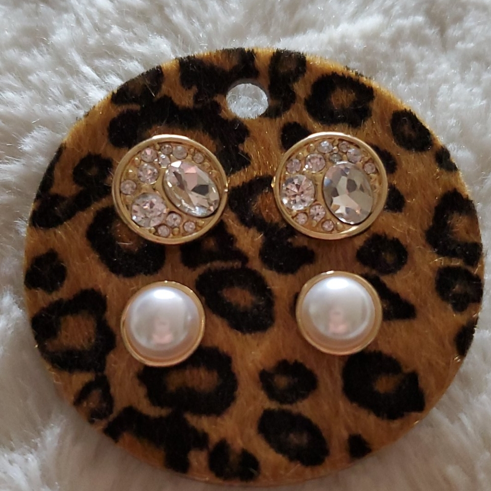 Chico's Rhinestone and Pearl Earrings NWT!
